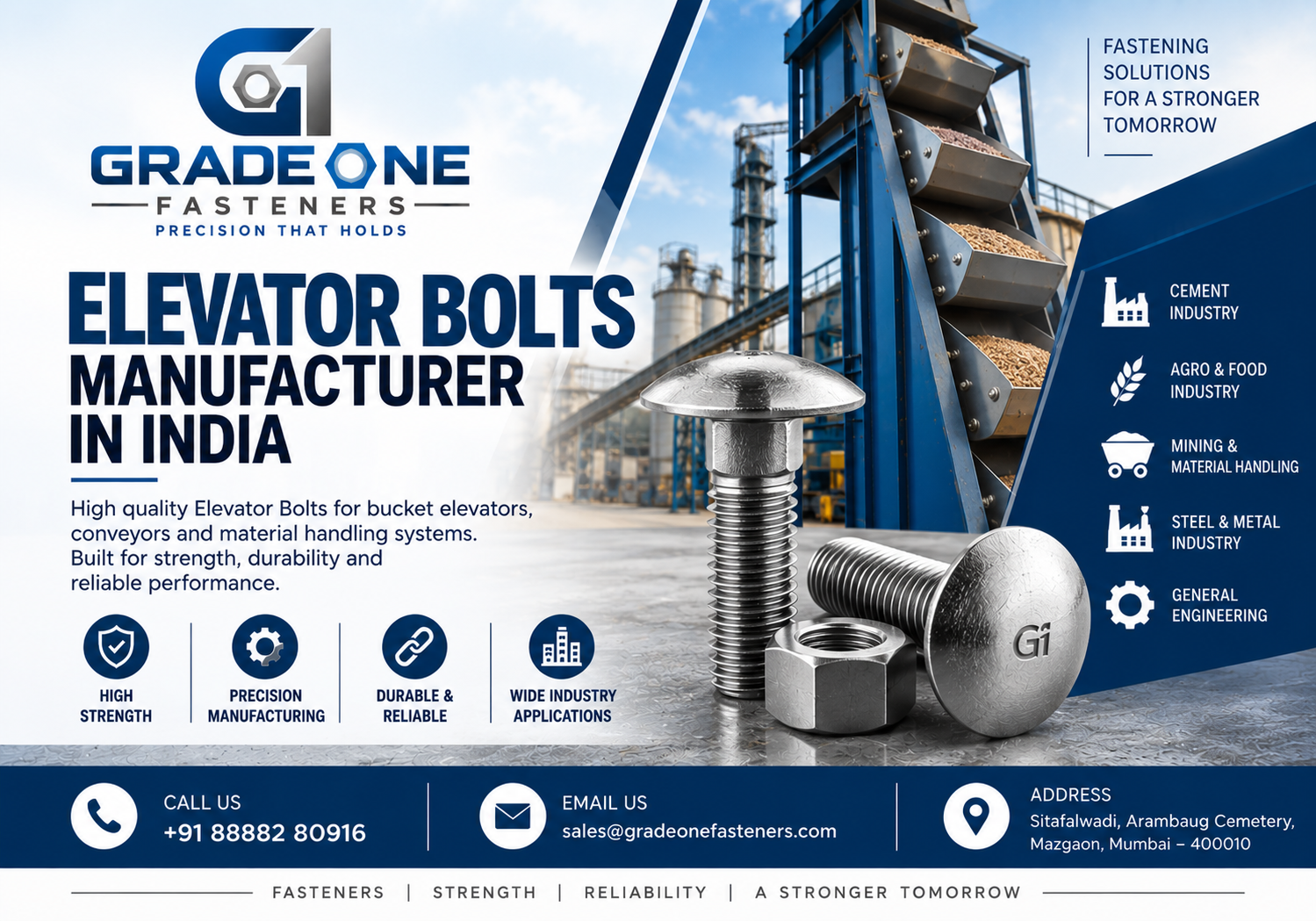 Blog Elevator Bolts Manufacturer and Supplier in India - Grade One Fasteners