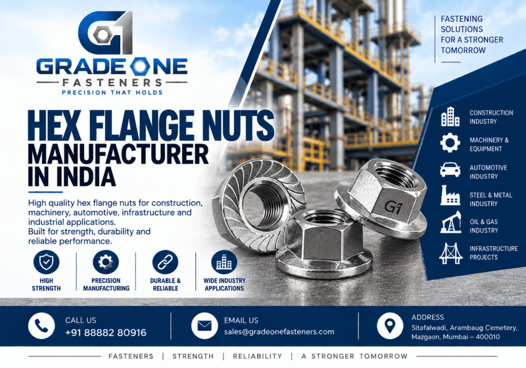 Hex Flange Nuts Manufacturer in India - Grade One Fasteners