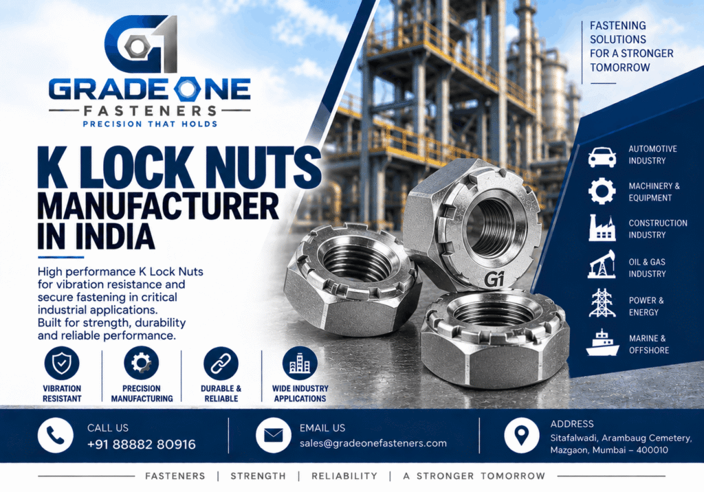 K Lock Nuts Manufacturer in India - Grade One Fasteners